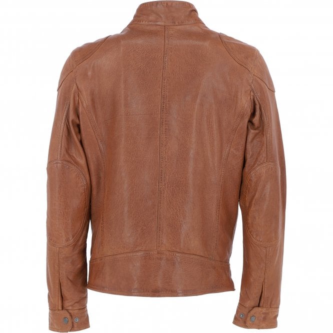 Ashwood Leather Ashwood Mens Leather Biker Jacket Cognac: AMJ-4