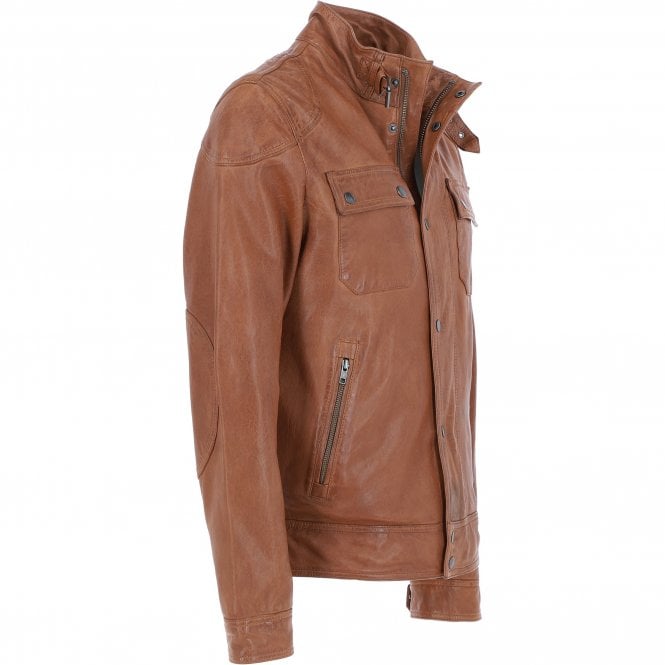 Ashwood Leather Ashwood Mens Leather Biker Jacket Cognac: AMJ-4