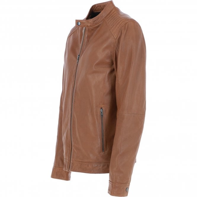 Ashwood Leather Ashwood Mens Leather Biker Jacket Cognac: AMJ-8