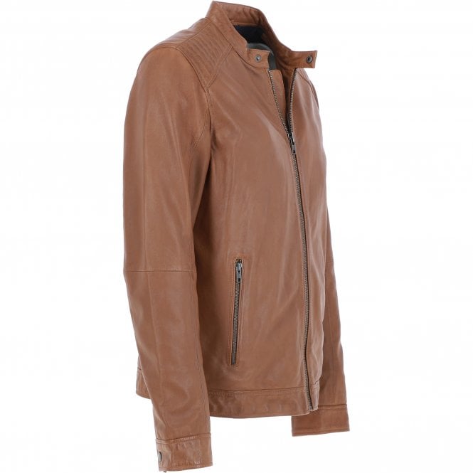 Ashwood Leather Ashwood Mens Leather Biker Jacket Cognac: AMJ-8