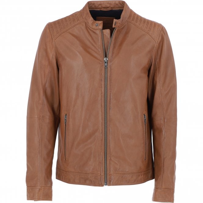 ashwood leather Ashwood Mens Leather Biker Jacket Cognac: AMJ-8