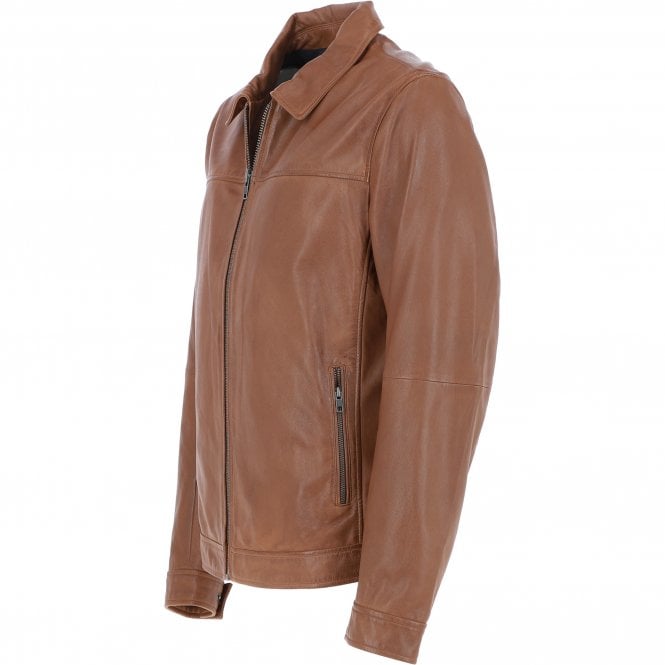 Ashwood Leather Ashwood Mens Leather Biker Jacket Cognac: AMJ-9