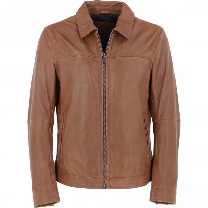 ashwood leather Ashwood Mens Leather Biker Jacket Cognac: AMJ-9