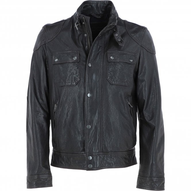 ashwood leather Ashwood Mens Leather Biker Jacket Dark Brown: AMJ-4