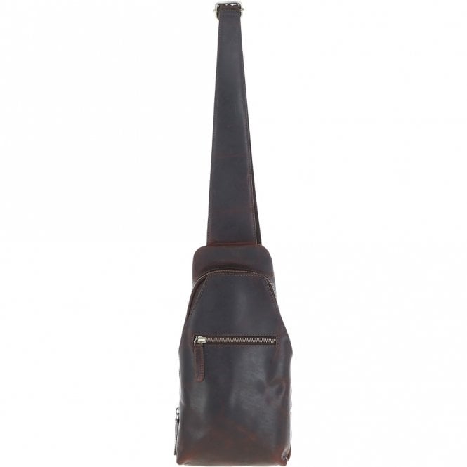 ashwood leather Ashwood Three Pocket Leather Sling Bag Brown : k-43