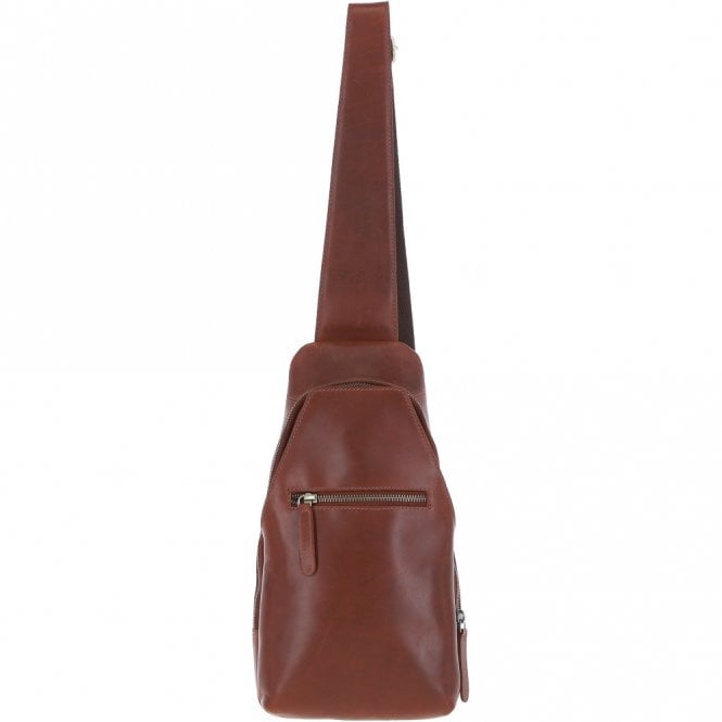 ashwood leather Ashwood Three Pocket Leather Sling Bag Chestnut : k-43