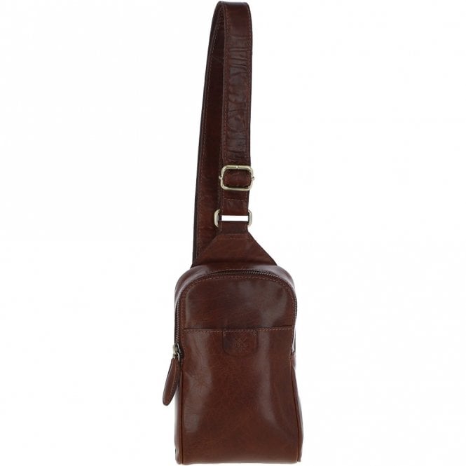 ashwood leather Ashwood Three Pocket Leather Sling Bag - Chestnut Tan: T-75