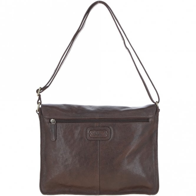 Ashwood Leather Ashwood Waxy Leather Messenger Bag Brown: David