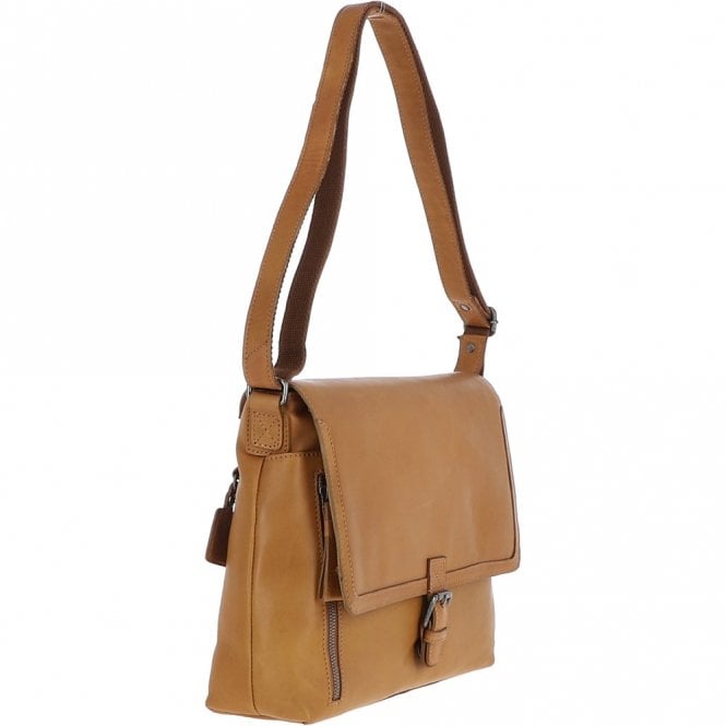 Ashwood Leather Ashwood Waxy Leather Messenger Laptop Bag Cognac: W-74