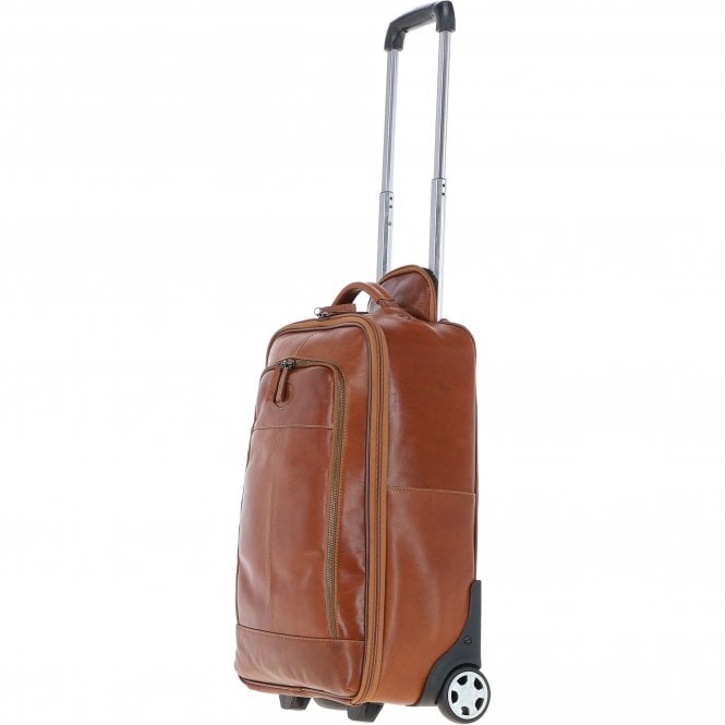 Ashwood Leather Cabin Size Columbian Leather Weekend Trolley Tan : 8148