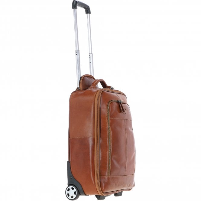Ashwood Leather Cabin Size Columbian Leather Weekend Trolley Tan : 8148