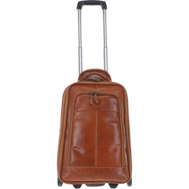 ashwood leather Cabin size Columbian Leather Weekend Trolley Tan : 8148