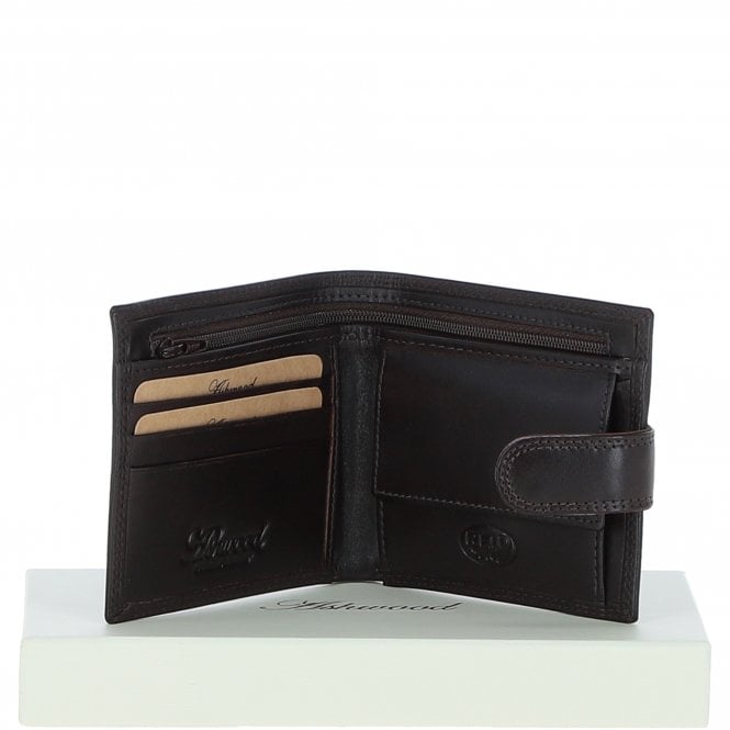 ashwood leather Classic 3 Card & ID Billfold Tab Wallet Leather Wallet Brown : 1222-VT