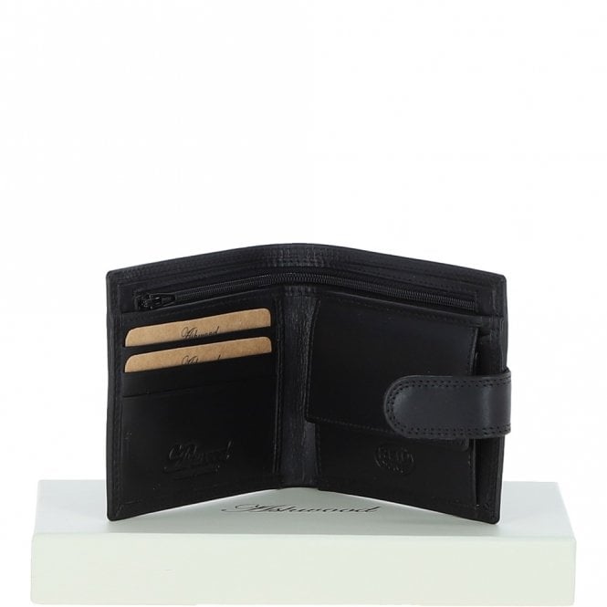 ashwood leather Classic 3 Card & ID Billfold Tab Wallet Leather Wallet Black : 1222-VT