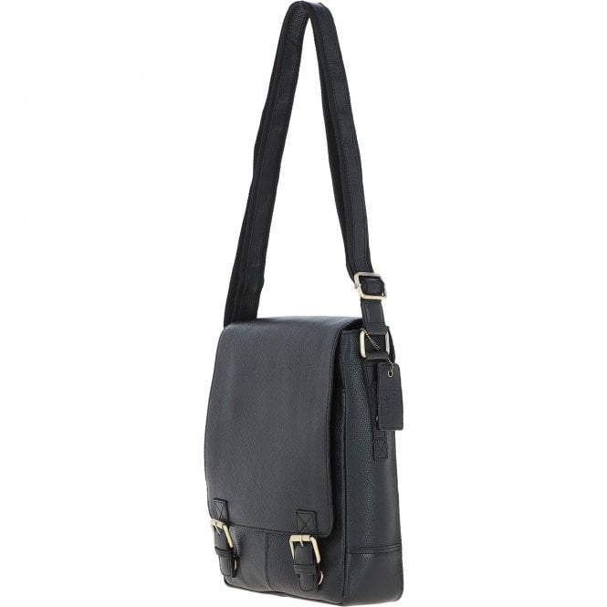 Ashwood Leather Classic A4 Leather Flap-Over Messenger Bag Black: Q-43