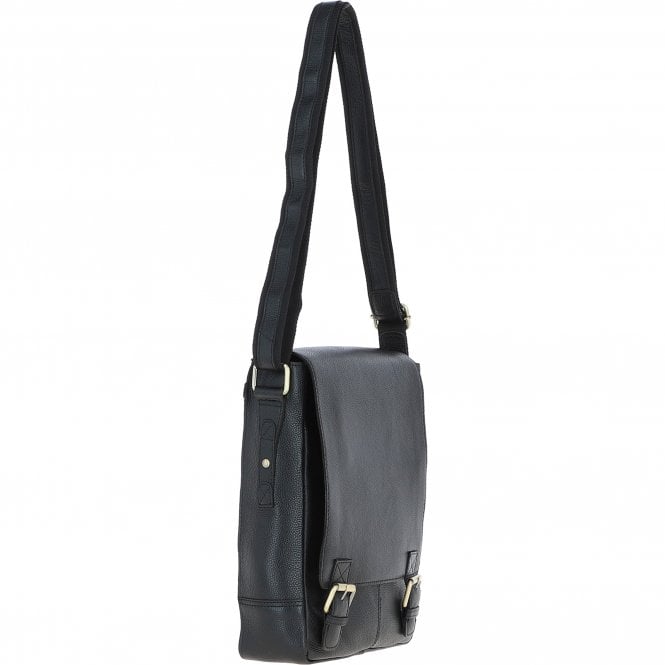 Ashwood Leather Classic A4 Leather Flap-Over Messenger Bag Black: Q-43