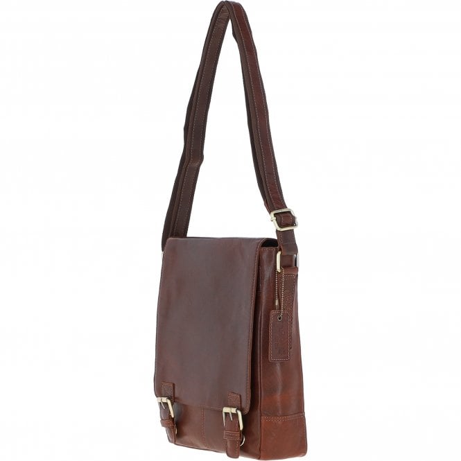 Ashwood Leather Classic A4 Leather Flap-Over Messenger Bag Chestnut: Q-43