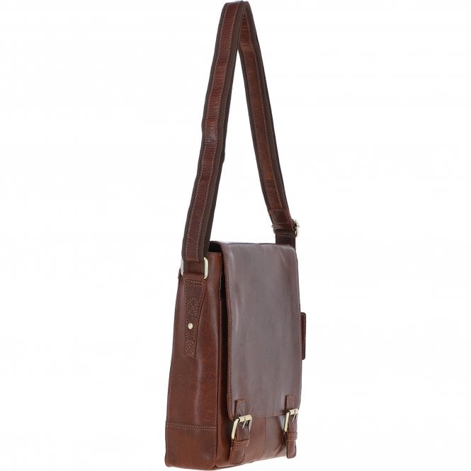 Ashwood Leather Classic A4 Leather Flap-Over Messenger Bag Chestnut: Q-43