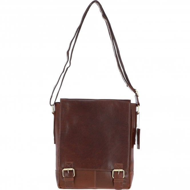 ashwood leather Classic A4 Leather Flap-Over Messenger Bag Chestnut: Q-43