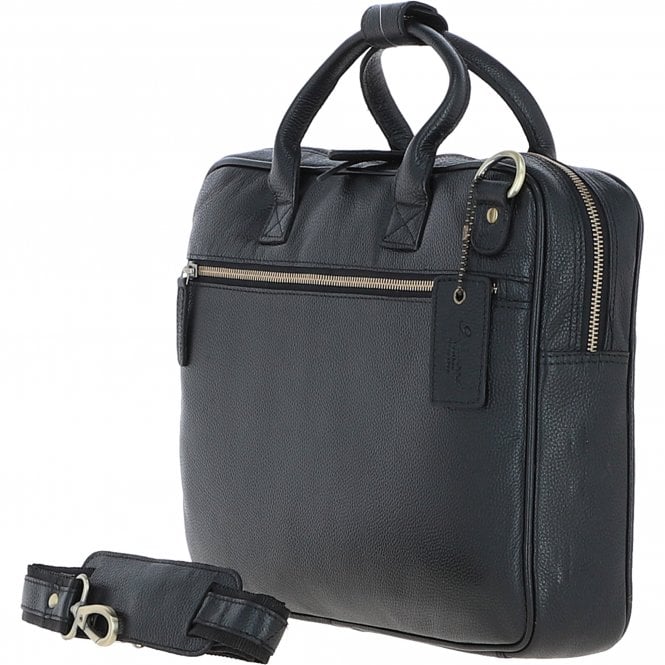 Ashwood Leather Classic Leather Laptop Bag Black: Q-44