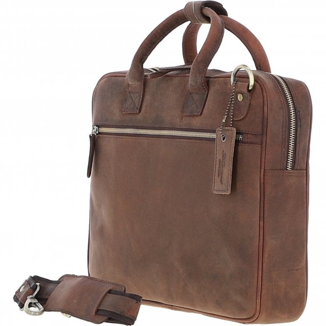 Ashwood Leather Classic Leather Laptop Bag Brown: Q-44