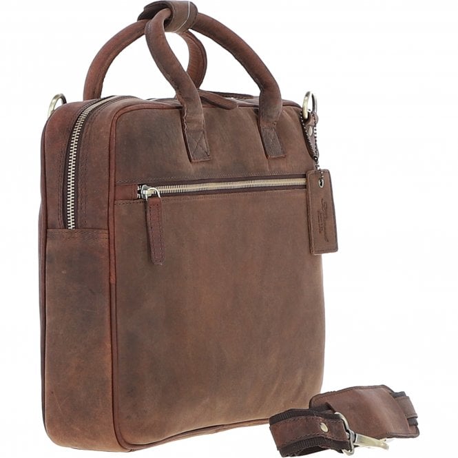 Ashwood Leather Classic Leather Laptop Bag Brown: Q-44