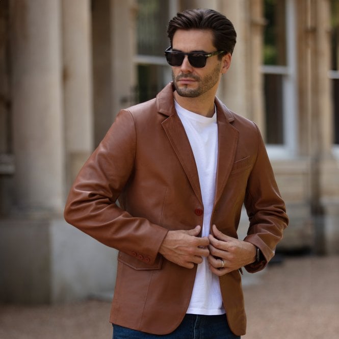 Ashwood Leather Classic Men's Ashwood Leather Blazer Tan: AWL-2288