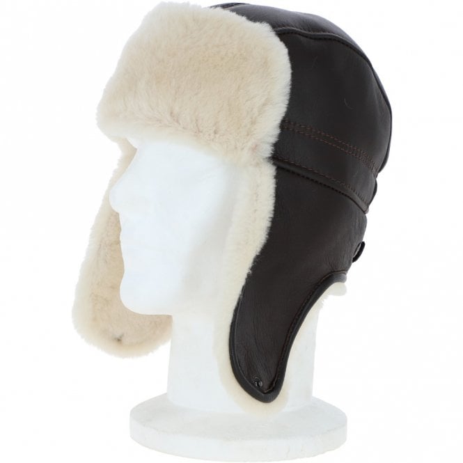 Ashwood Leather Classic Russian Style Sheepskin Hat Brown/white: Vladimir