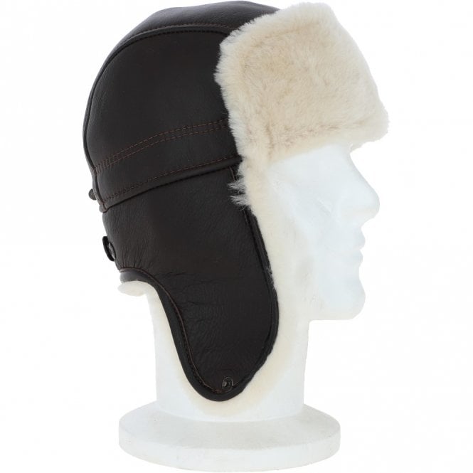 Ashwood Leather Classic Russian Style Sheepskin Hat Brown/white: Vladimir