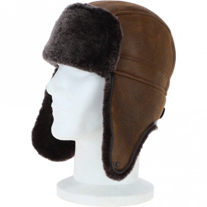 Ashwood Leather Classic Russian Style Sheepskin Hat Tobacco: Vladimir