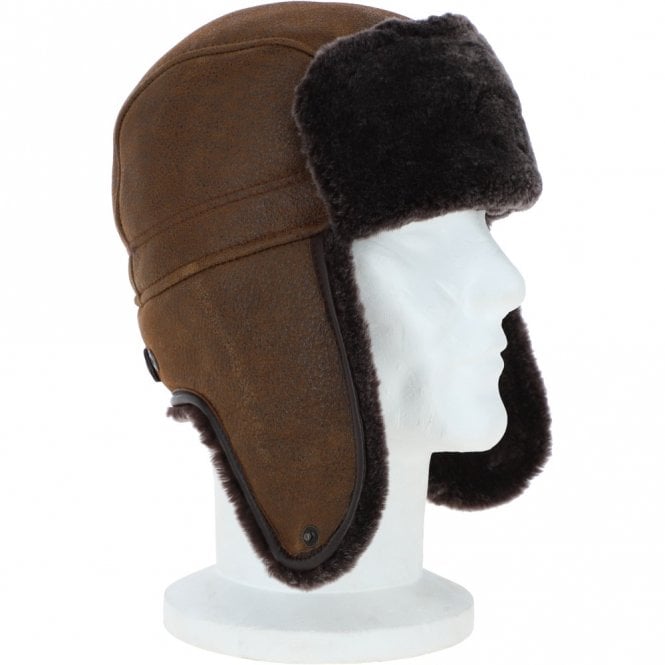 Ashwood Leather Classic Russian Style Sheepskin Hat Tobacco: Vladimir