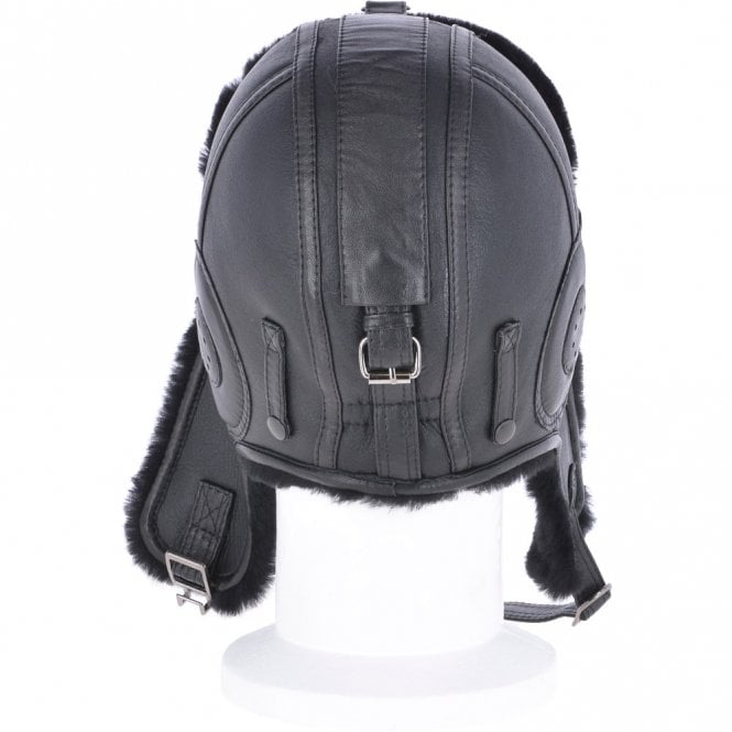 Ashwood Leather Classic Sheepskin Leather Pilot Hat Black : Belmont
