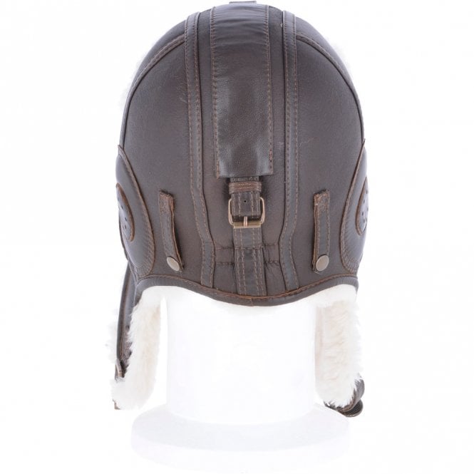 Ashwood Leather Classic Sheepskin Leather Pilot Hat Brown Cream : Belmont