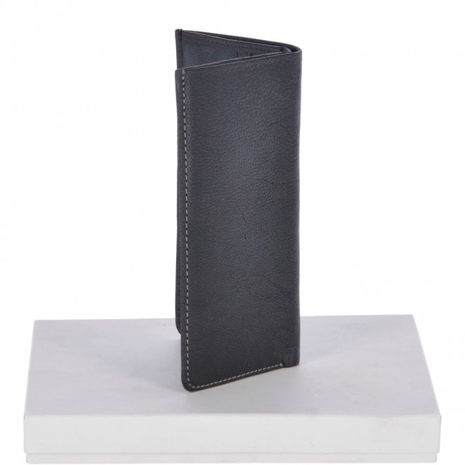 Ashwood Leather Cow Waxy Large Leather Classic 8 Card Bill-Fold Wallet Black : 1558