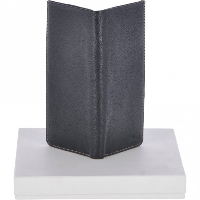 Ashwood Leather Cow Waxy Large Leather Classic 8 Card Bill-Fold Wallet Black : 1558