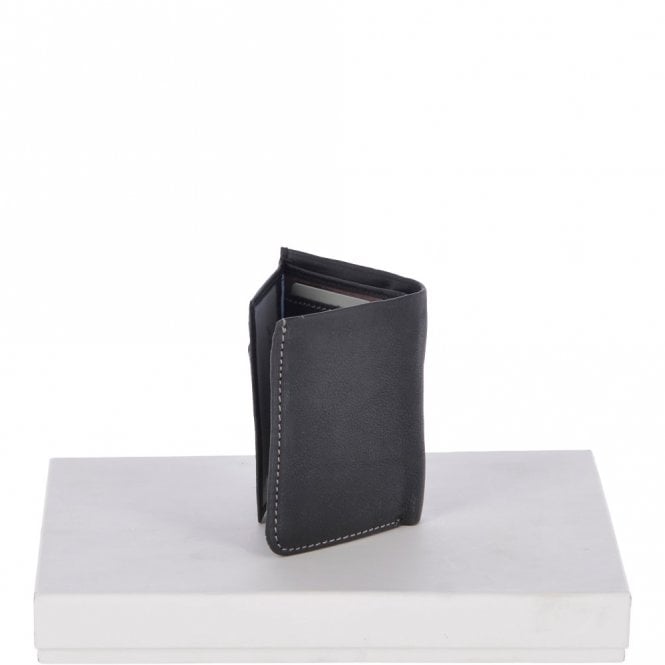 Ashwood Leather Cow Waxy Leather Classic 2 Card Double ID Coins & Bill-Fold Wallet Black : 1555