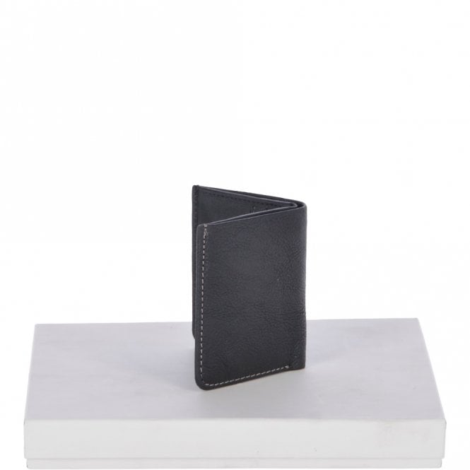 Ashwood Leather Cow Waxy Leather Classic 6 Card Bill-Fold Wallet Black : 1556