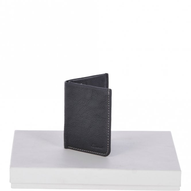 Ashwood Leather Cow Waxy Leather Classic 6 Card Bill-Fold Wallet Black : 1556