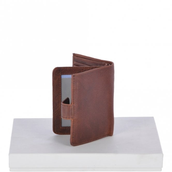 Ashwood Leather Cow Waxy Leather Classic 6 Card ID Coins & Bill-Fold Tab Wallet Tan : 1553