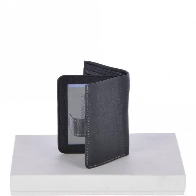 Ashwood Leather Cow Waxy Leather Classic 6 Card ID Coins & Bill-Fold Tab Wallet Black : 1553