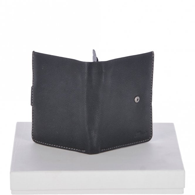 Ashwood Leather Cow Waxy Leather Classic 6 Card ID Coins & Bill-Fold Tab Wallet Black : 1553