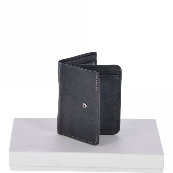 Ashwood Leather Cow Waxy Leather Classic 6 Card ID Coins & Bill-Fold Tab Wallet Black : 1553