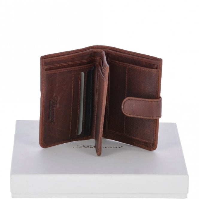 ashwood leather Cow Waxy Leather Classic 6 Card ID Coins & Bill-Fold Tab Wallet Tan : 1553