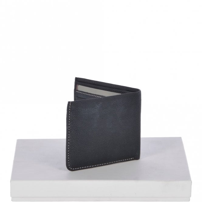 Ashwood Leather Cow Waxy Leather Classic 8 Card Bill-Fold Wallet Black : 1551