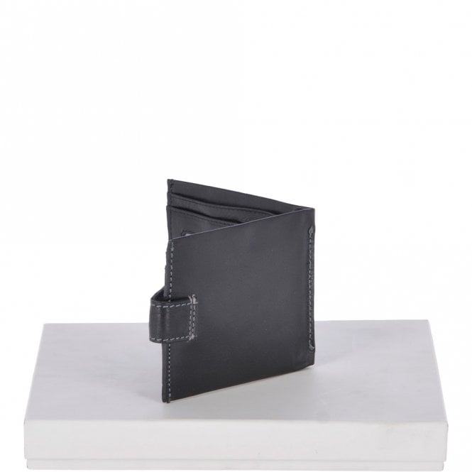 Ashwood Leather Crumble 3 Card ID & Bill Fold Tab Wallet Black/crum: 1419 C