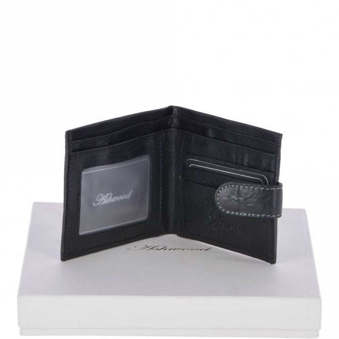 ashwood leather Crumble 3 Card ID & Bill Fold Tab Wallet Black/crum: 1419 C