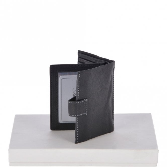 Ashwood Leather Crumble 6 Card ID & Coins Bill Fold Tab Wallet Black/crum : 1412 C