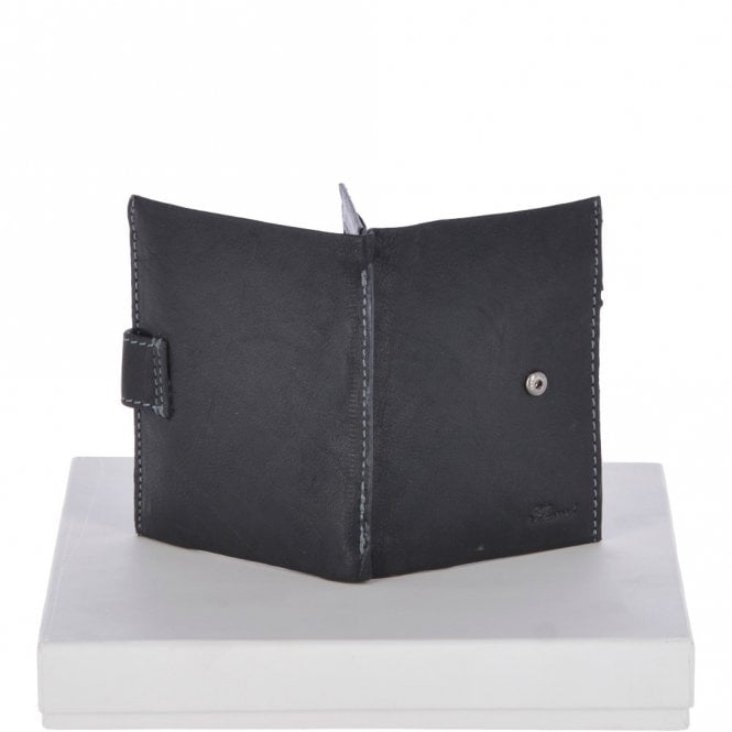 Ashwood Leather Crumble 6 Card ID & Coins Bill Fold Tab Wallet Black/crum : 1412 C