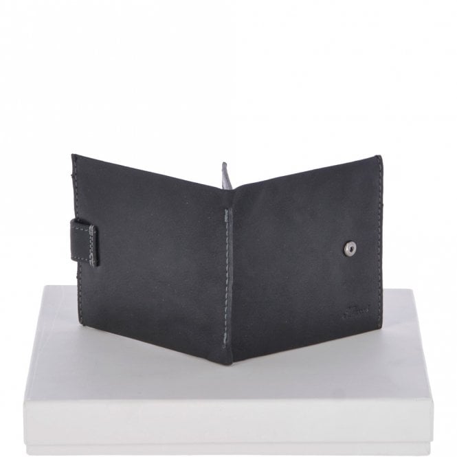 Ashwood Leather Crumble 8 Card ID & Coins Bill Fold Tab Wallet Black/crum : 1411 C