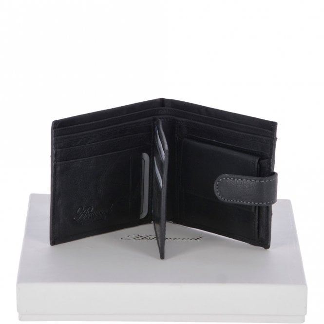 ashwood leather Crumble 8 Card ID & Coins Bill Fold Tab Wallet Black/crum : 1411 C